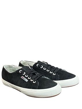 Superga 2750 Sherpa Lined Sneakers Women 8.5 EU 39.5 Black Suede Fantasia Series